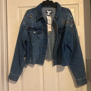 Forever 21 Premium Denim with Floral Demin jacket Accents